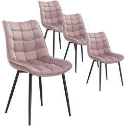Set Of 4 Dining Room Chairs Kitchen Chair Cushioned Chair Design Chair With Backrests With Fabric Seat And Metal Frame