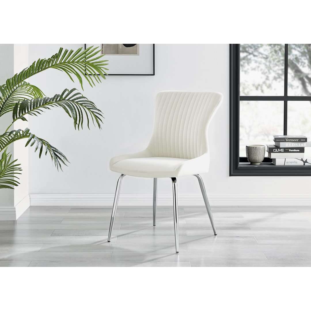 Tierra Modern Chrome Metal & Glass Round Dining Table Set with 4 Luxury Velvet Chairs