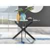 Tierra Modern Chrome Metal & Glass Round Dining Table Set with 4 Modern Design Faux Leather Chairs
