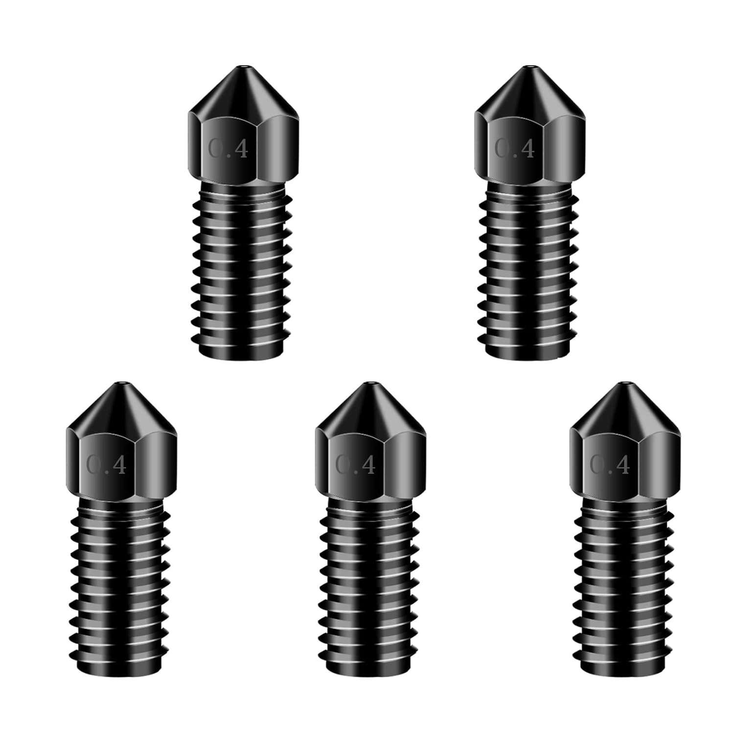 LANKEGU 5 PCS Upgraded Hardened Steel Nozzles, 3D Printer Accessories High-Temperature Resistance 0.4mm Hardened Steel Nozzle for AnkerMake M5 3D Printer