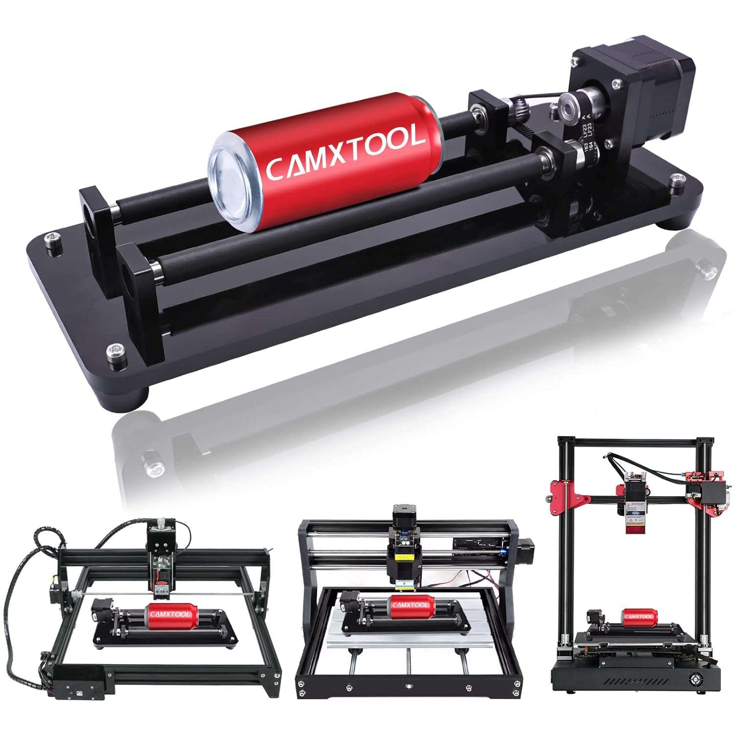 Laser Rotary Roller, Laser Engraver Y-axis Rotary Roller Engraving Module for Cylindrical Objects, Compatible with Most Kinds of CNC Laser Cutter and Engraver Machine, 3D...
