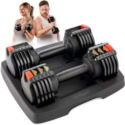 Lifepro Adjustable Dumbbells - 6in1, 15Lb to 90Lb, Compact & Quick Adjustable, Full Body Exercise & Fitness Home Gym