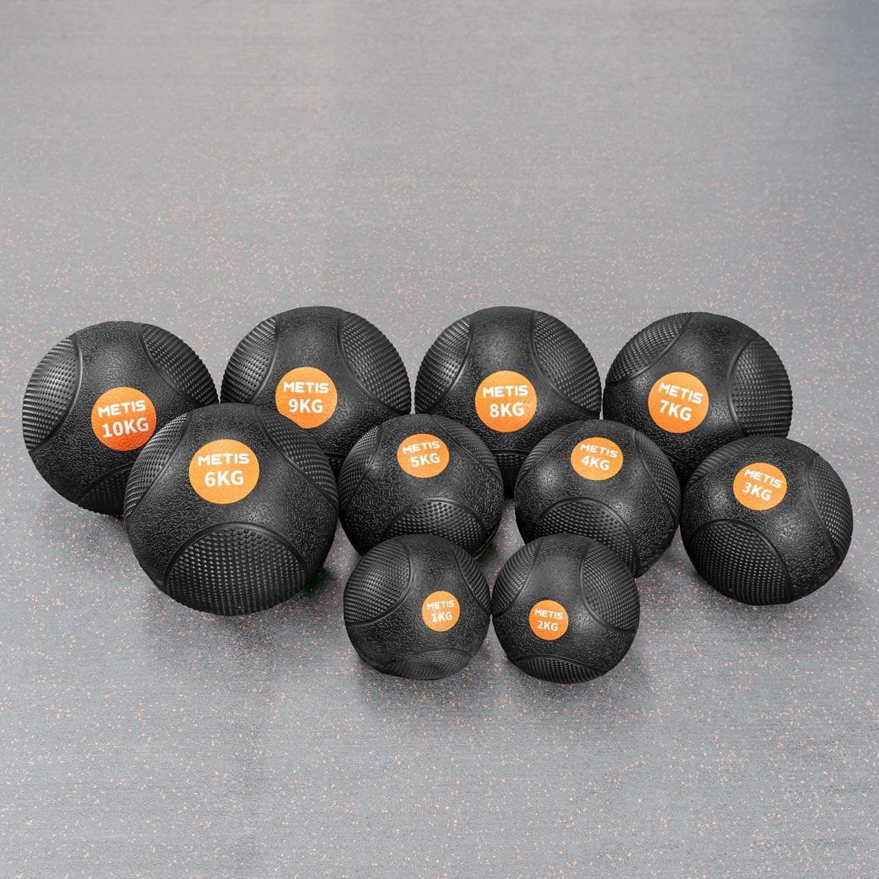 METIS Medicine Balls – 1kg to 10kg | Home Fitness and Gym Slam Balls – High Grip Textured Rubber Finish