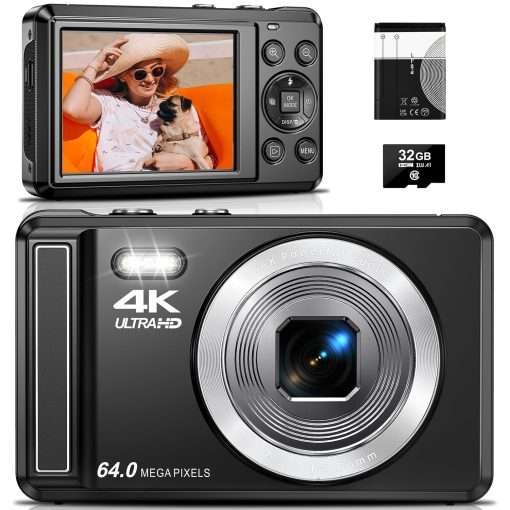 4K Digital Camera, 64MP 2.8″ UHD Compact Cameras – Autofocus ...