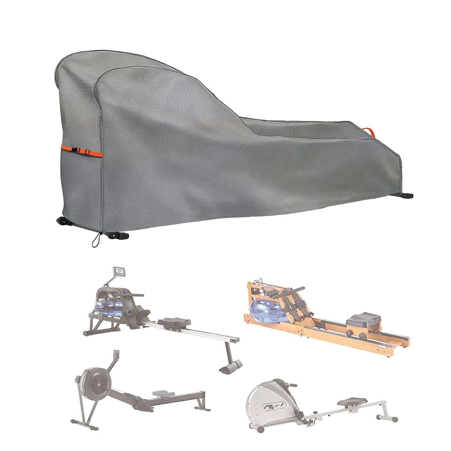 Aaaspark rowing machine cover, fitness equipment protective cover, waterproof, dustproof and sunscreen, indoor and outdoor universal,gray.