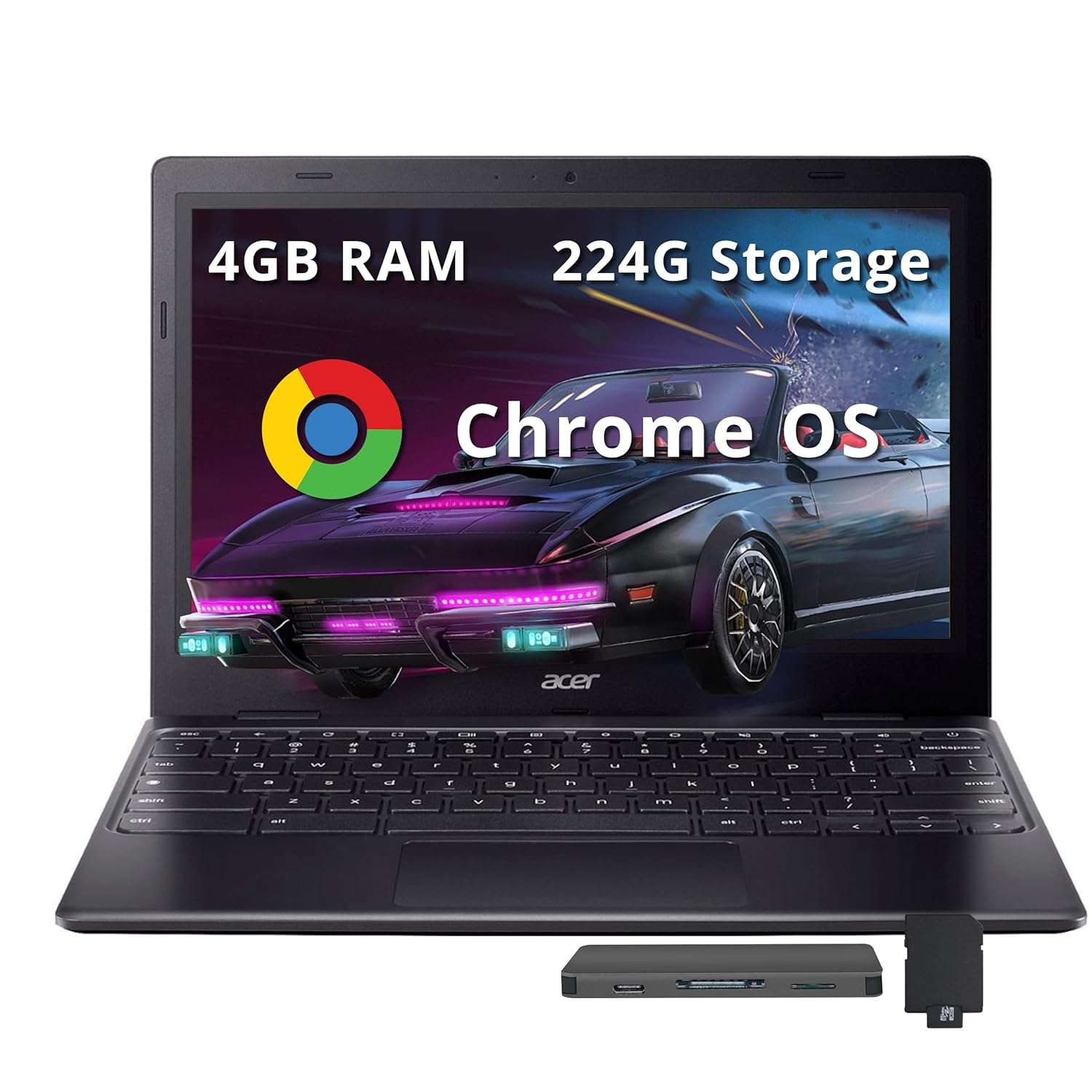 acer Chromebook 311 11.6" HD Laptop, Intel Celeron N4500, 4GB RAM, 224GB Storage (64GB eMMC + 160GB Docking Station Set), Intel UHD Graphics, Wi-Fi 5, Webcam, Chrome OS, Black