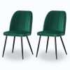 AINPECCA Set of 2 Velvet Dining chair Ergnomic Kitchen Chairs with Backrest Sturdy Matte Metal Legs Living Room Chairs Lounge Leisure(Green,2)