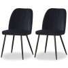AINPECCA Set of 2 Velvet Dining chair Ergnomic Kitchen Chairs with Backrest Sturdy Matte Metal Legs Living Room Chairs Lounge Leisure(Black,2)