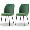 AINPECCA Set of 2 Velvet Dining Chair with Ergnomic Backrest Sturdy Matte Metal Legs Living Room Kitchen Chairs Lounge Leisure(2, Grass Green)