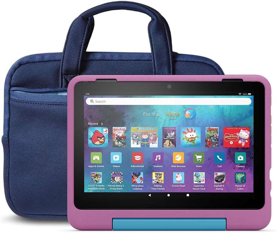 Amazon Fire HD 8 Kids Pro tablet, 3 GB memory, includes ads-free books, games and videos that children love, 8" HD screen, parental controls, 13-hr battery, 32 GB and NuPro...