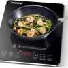 AMZCHEF Single Induction Cooker, Ultra-thin Induction Hob with Fashion Look, 10-level Power and Temperature Control, Black Frosted Glass Panel, Touch Sensor, 3-hour Timer,...