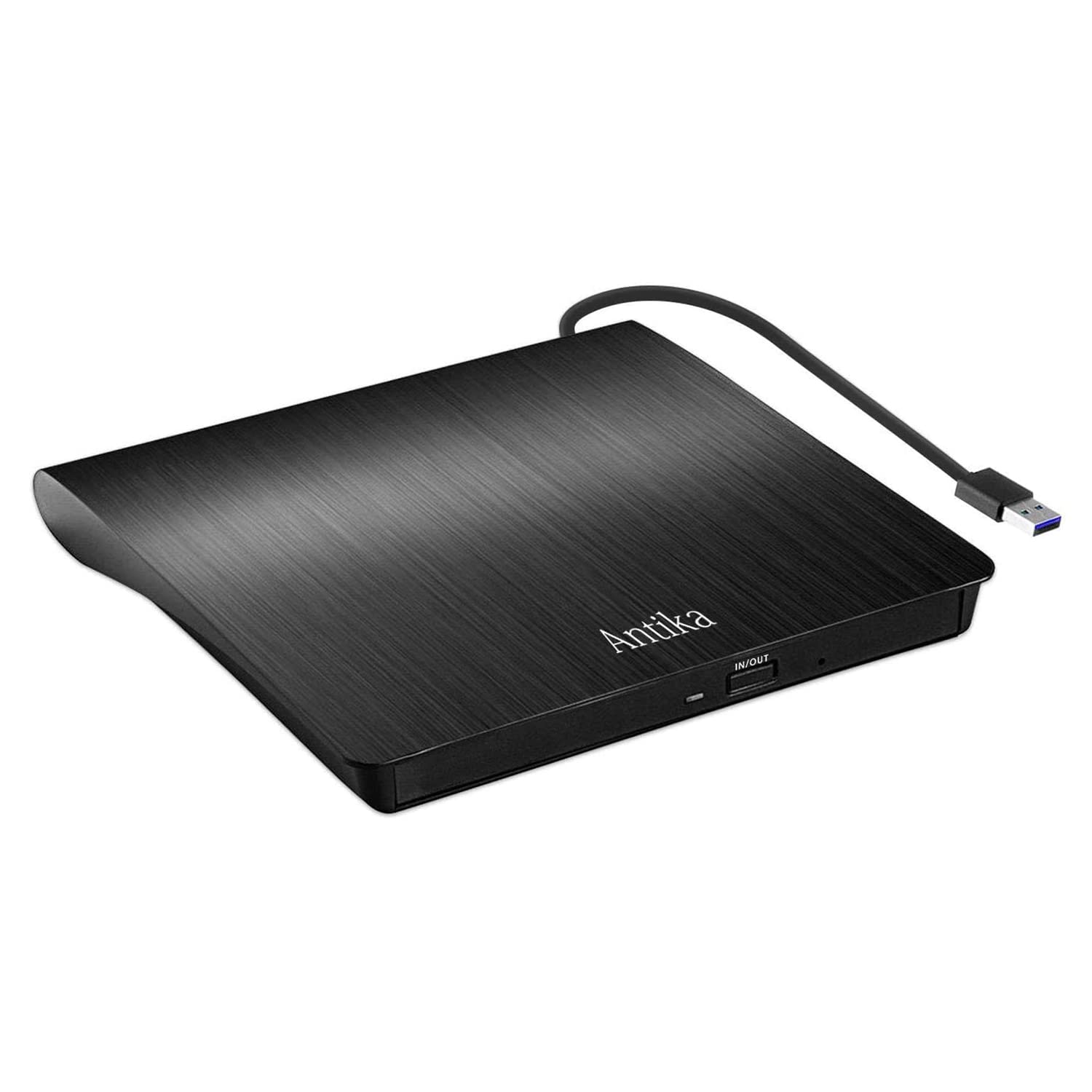 Antika External CD Drive USB 3.0 Portable Slim External DVD Drive CD DVD +/-RW ROM Burner Writer/Player for MacBook Pro Laptop/Desktops Win 11/10/7/8.1