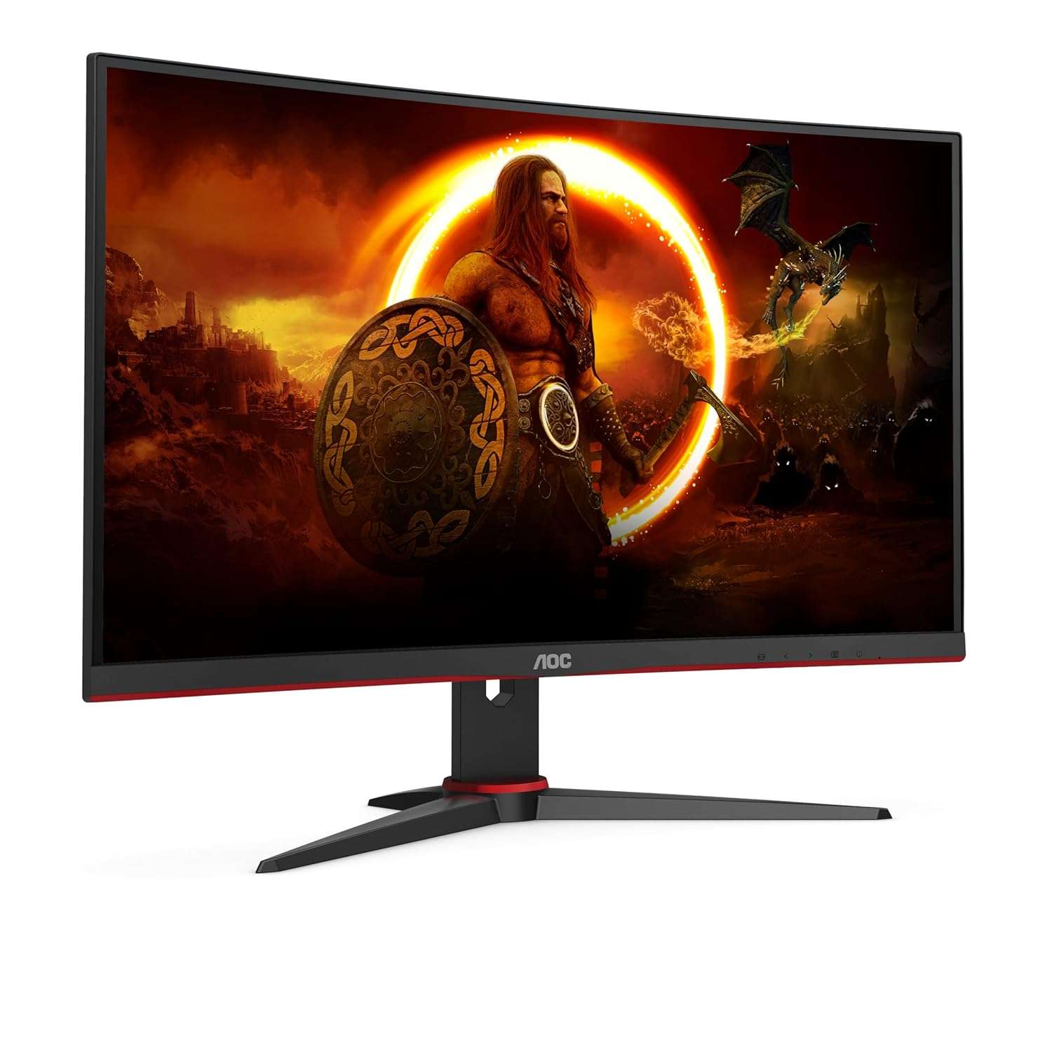 AOC Gaming C24G2AE - 24 inch FHD Curved Monitor, 165Hz, 1 ms MPRT, VA, AMD FreeSync, Speakers, Low Input Lag (1920x1080@ 165Hz, 250 cd/m², HDMI/DP/VGA)