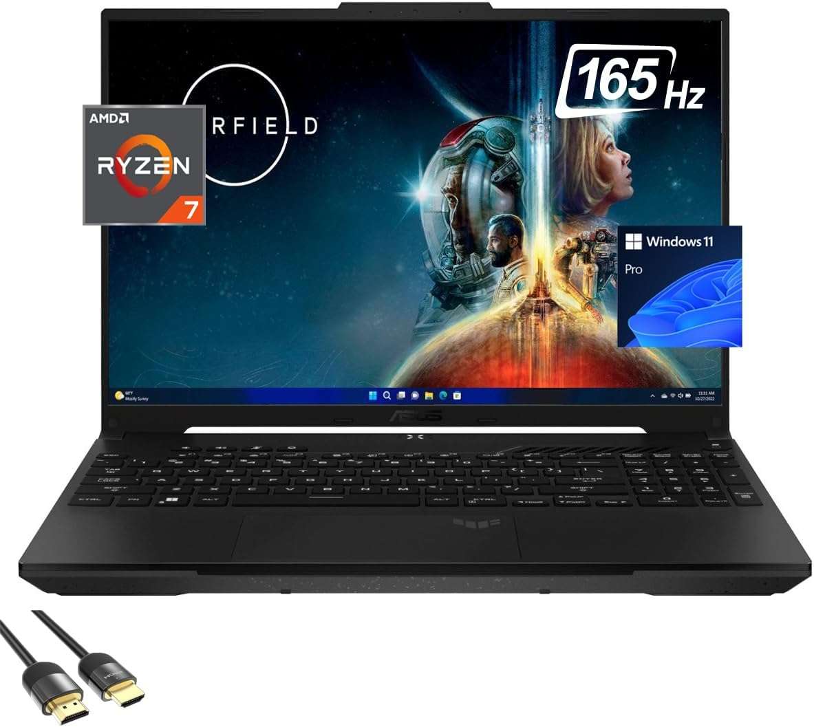 ASUS TUF A16 Gaming Laptop, 16" WUXGA 165Hz Display, AMD 8-Cores Ryzen 7 7735HS, AMD Radeon RX7700S, 64GB DDR5, 1TB PCIe 4.0, Backlit KB, WiFi 6, BT, USB-C, RJ45, US Version KB,...