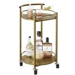 Azheruol Home Bar & Serving Carts Gold Round Small
