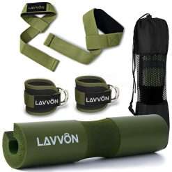 Barbell Squat Pad Set - Hip Thrust Pad-Extra Thick Foam Padding for Neck & Shoulder Support, Strength Training Equipment Attachments Gym Fitness Workout-Ankle Straps, Wrist...