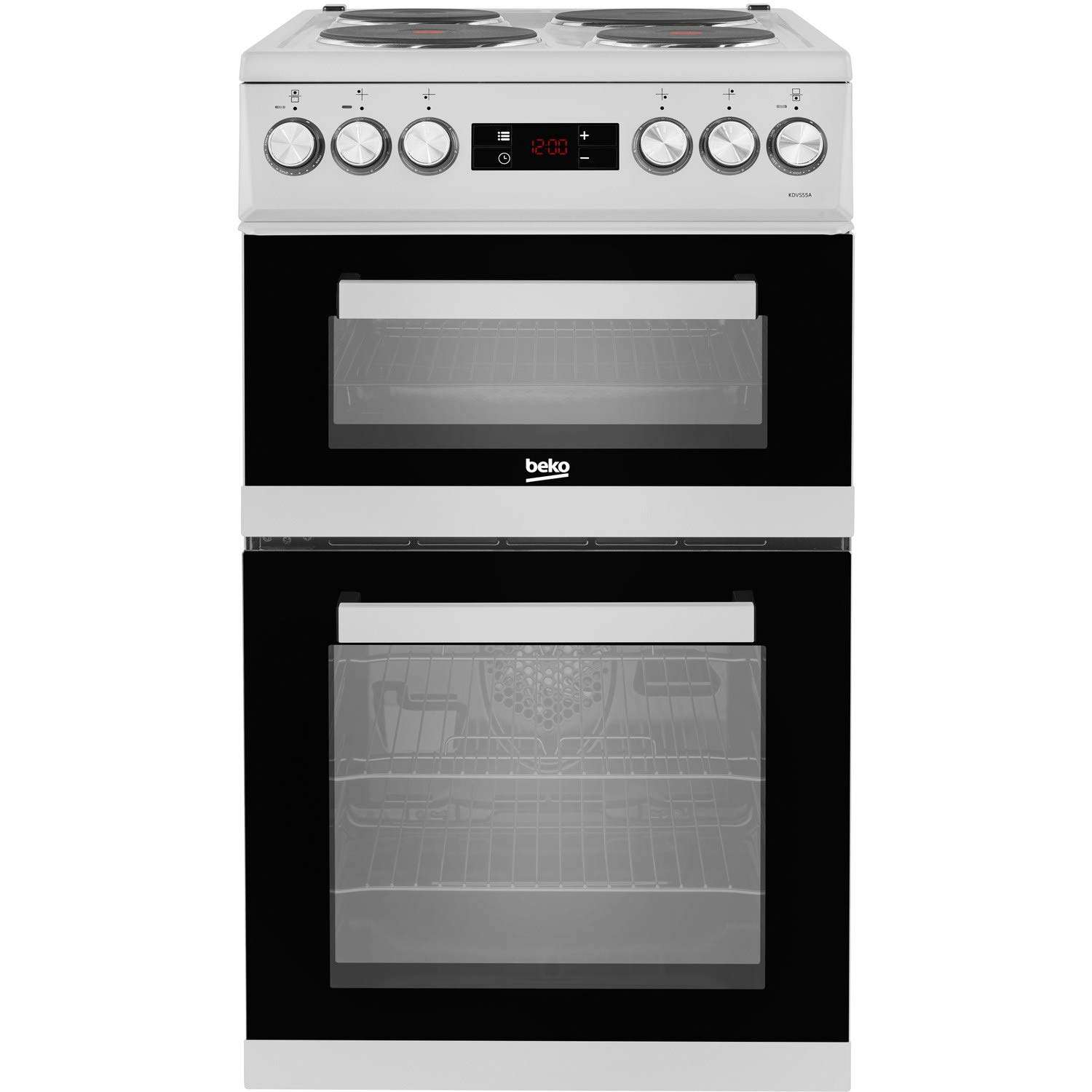 Beko KDV555AS 50cm Electric Cooker with Solid Plate Hob - Silver - A/A Rated
