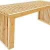 Berkvee Versatile Wooden Slatted Bench - Sleek Modern Design for Dining, Entryway, Bedroom - Indoor Use with Storage Capability for Home, Kitchen, Bathroom & Beyond (Natural),...