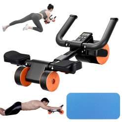 Bnlei Ab Roller Elbow Support with Mat and Timer, Automatic Rebound Abdominal Wheel Roller, Abs Roller Wheel Workout Stomach Exercise Equipment for Home Gym Use, Fitness...
