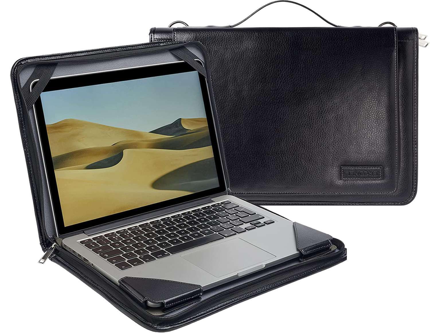 Broonel Black Leather Laptop Messenger Case - Compatible with Samsung Galaxy Book5 Pro 360 16" 2 in 1 Laptop