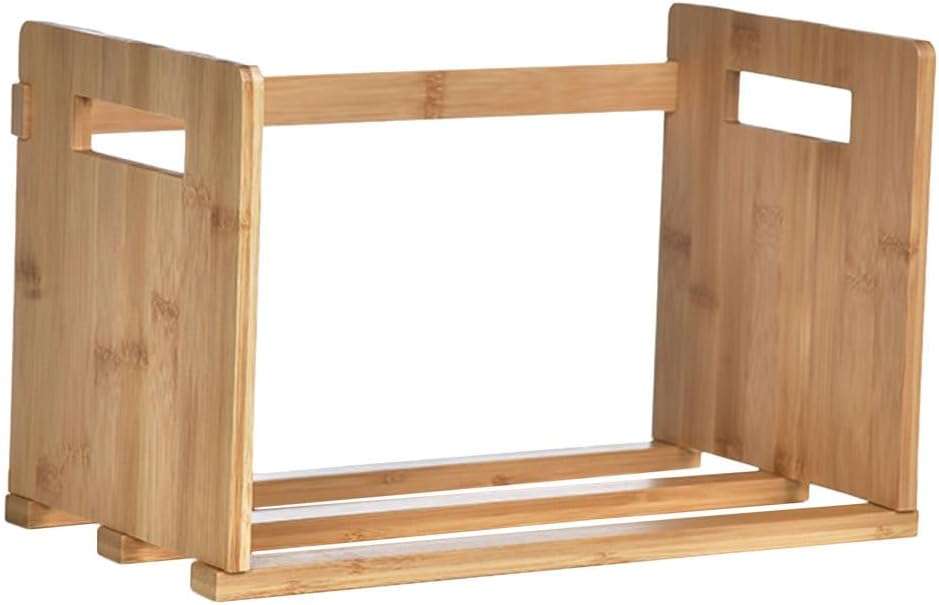Cabilock Bamboo Scalable Desktop Bookshelf - Adjustable Mini Storage Shelf for Home & Office, Space-Saving Desk Organizer