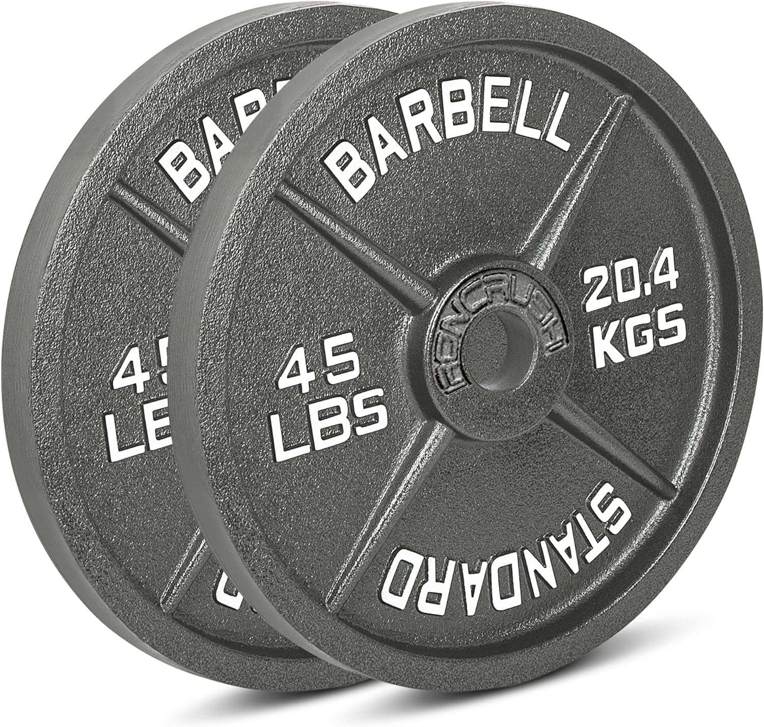 Cast Iron Olympic Weight Plates – Free Weights with 2-inch Hole & Anti-Rust Hammertone Finish - Ideal for Strength Training, Crossfit Equipment & Home Gym Set – Sold in...