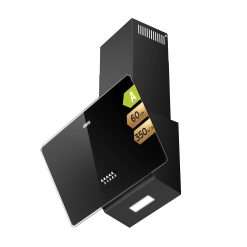 CIARRA CAB6750 Angled Cooker Hood 60cm Chimney Vent Hood with LED Lights Ducted&Ductless Wall Mounted Kitchen Extractor Fan