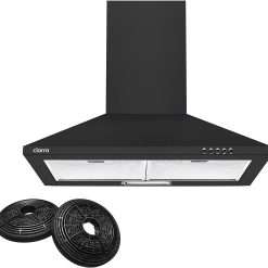 CIARRA Cooker Hood 60cm CBCB6201 600mm Kitchen Extractor Hood with Carbon Filters Recirculating&Ducting Wall Mounted Cooker Extractor Fan Black