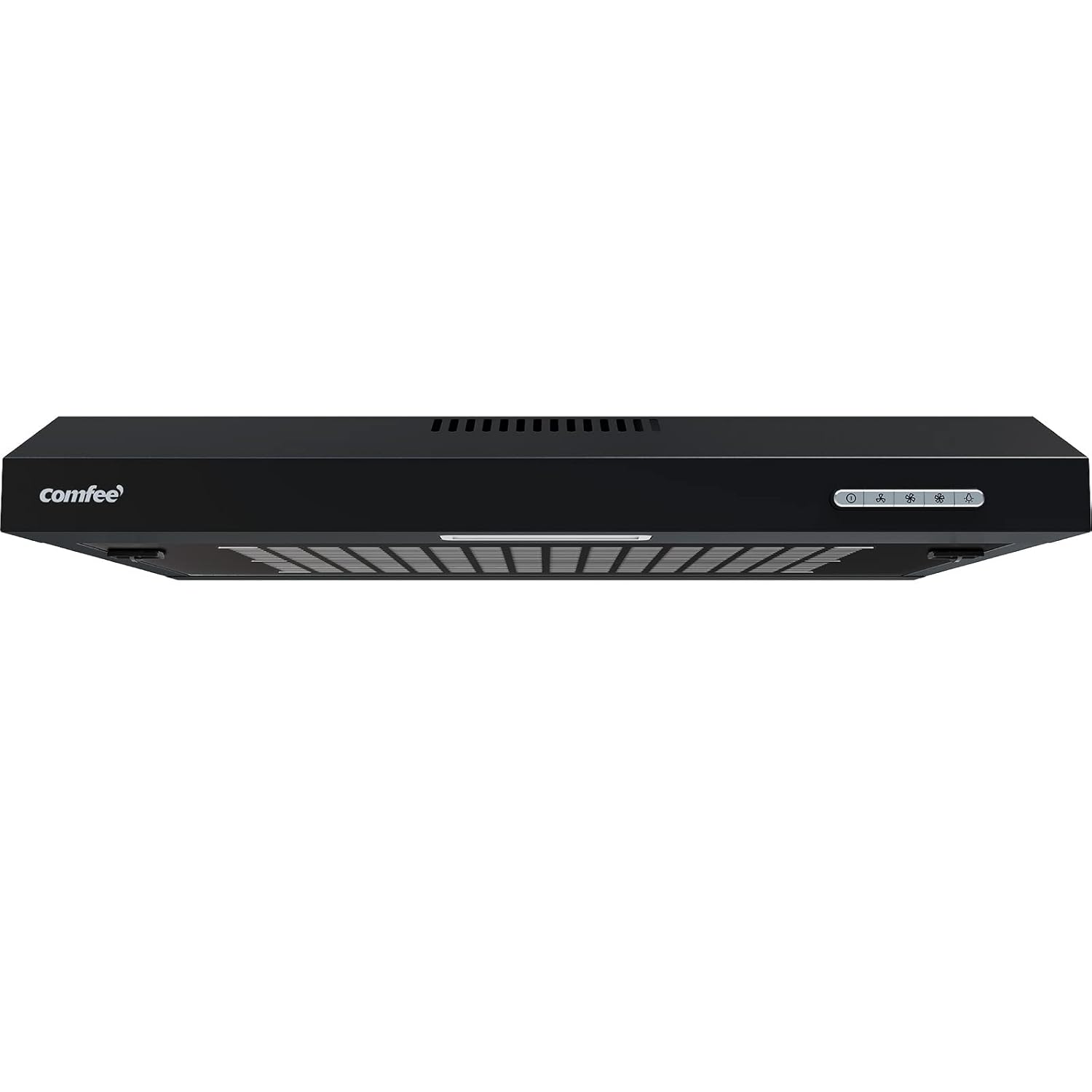 COMFEE' 60 cm Visor Cooker Hood SLIF17B-60 LED Extractor Hood Under Cabinet Hood Wall Mounted Extractor Fan 600 mm Top Vented Range Hood - Black KWH-SLIF17B-60