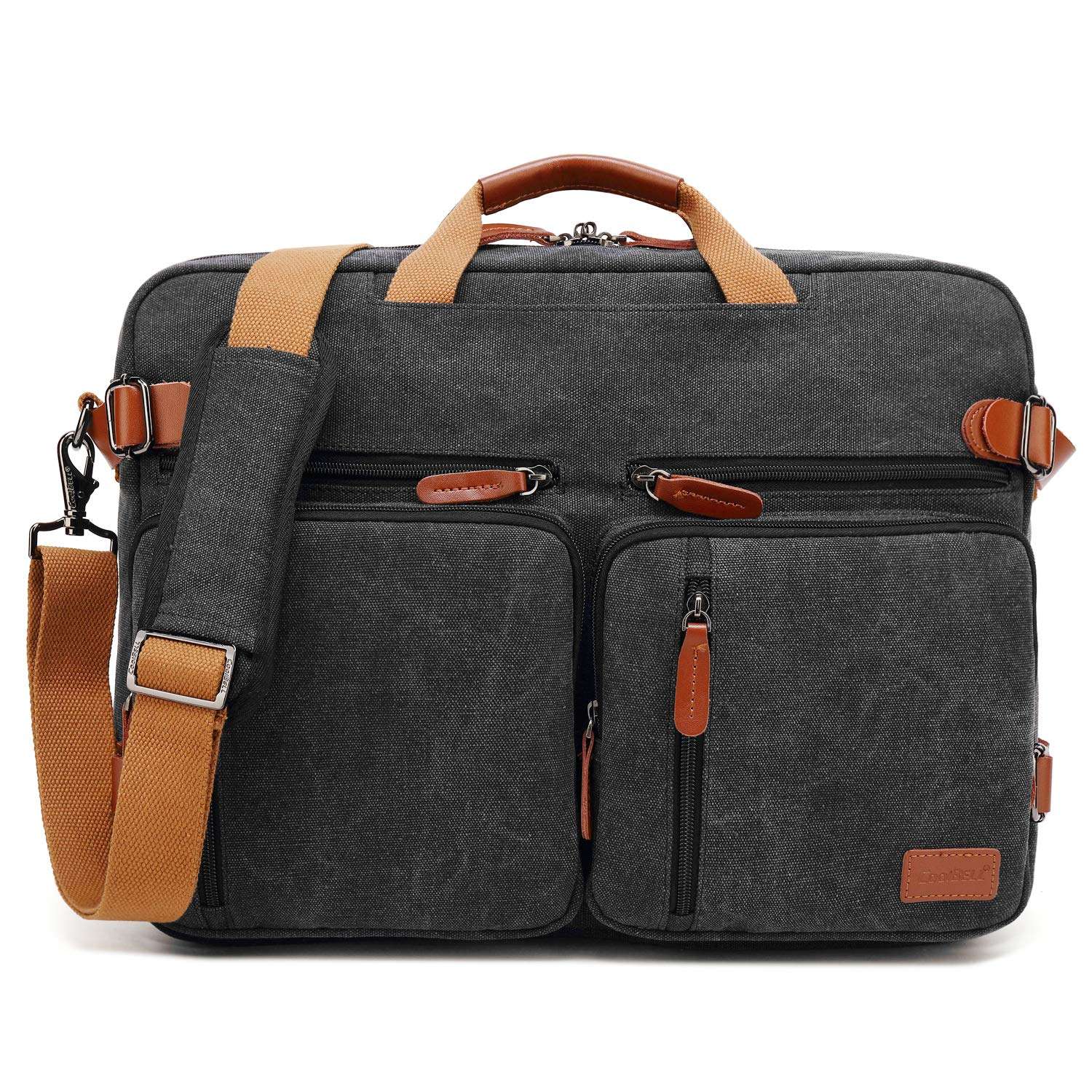 CoolBELL Convertible Backpack Messenger Bag Shoulder Bag - Black, Grey - 18.8 x 5.1 x 13.7 inches - Fits up to 17.3 inches Laptop - Unisex - Youth, Students, Professionals,...