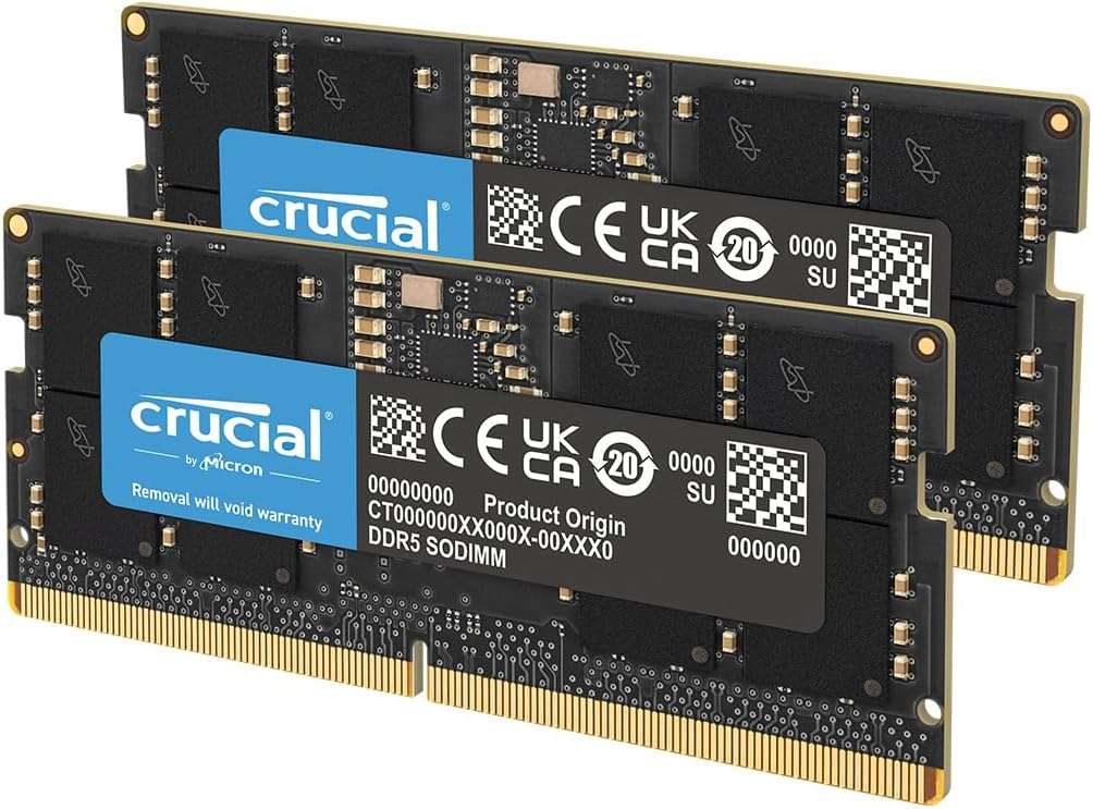 Crucial DDR5 RAM 32GB Kit (2x16GB) 5600MHz SODIMM CL46, Laptop Computer Memory, Mini PC, High Performance RAM (or 5200MHz, 4800MHz) - CT2K16G56C46S5