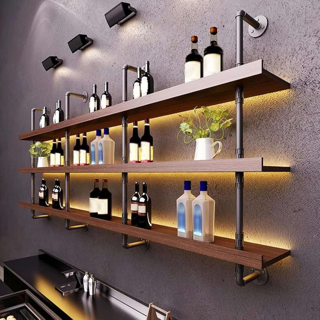 Floating Supplement Rack Dawselod Large Wall Mounted Wine Rack, 3-Tiers Wall Wine Rack Floating ...