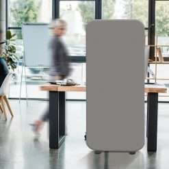 DECOLAB Standing Room Divider, Space Privacy Partition, Portable Wall Panel for Studio Apartment, Office, Home, Classroom, Scratch Resistance, 29"x65", Sterling