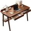 Desks Home Desktop Computer Student Writing Simple Bedroom Home With Drawers Solid Wood Table Legs (Color : Brown, Size : 80x55x75cm)