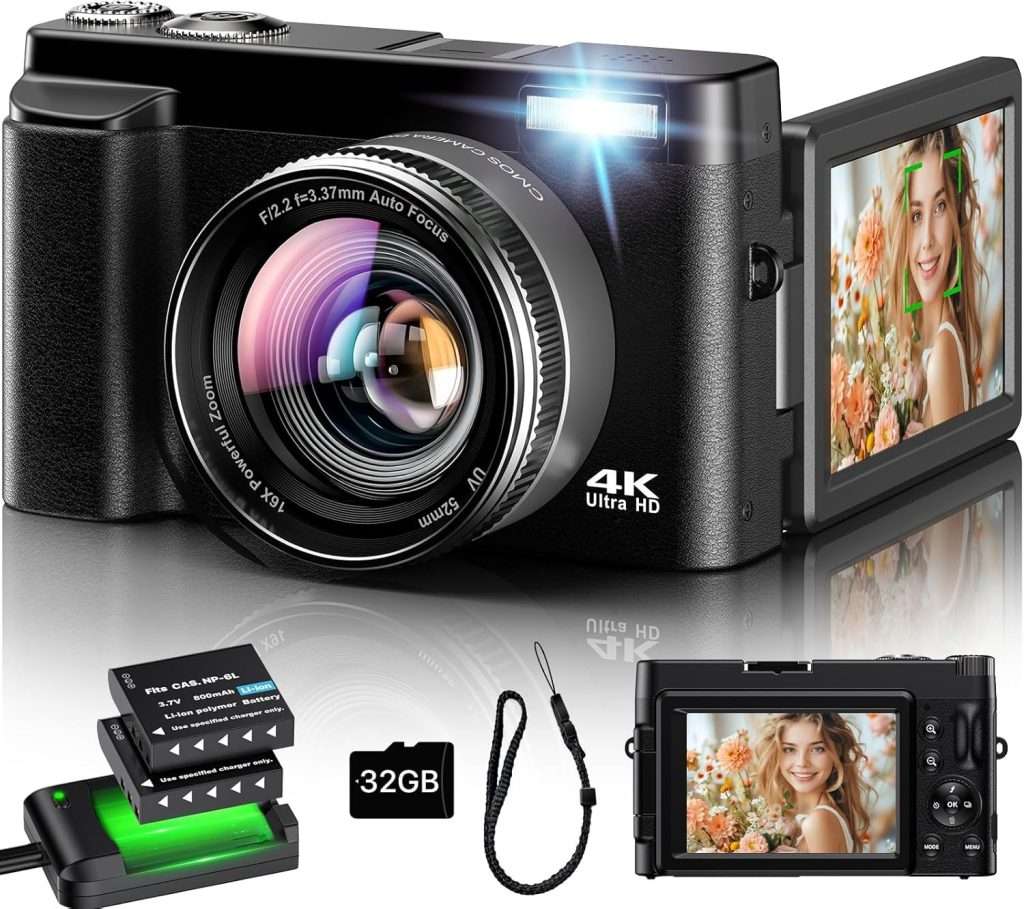 Digital Camera 4K, 48MP 16X Autofocus Digital Zoom Photo Camera, 3 Inch ...