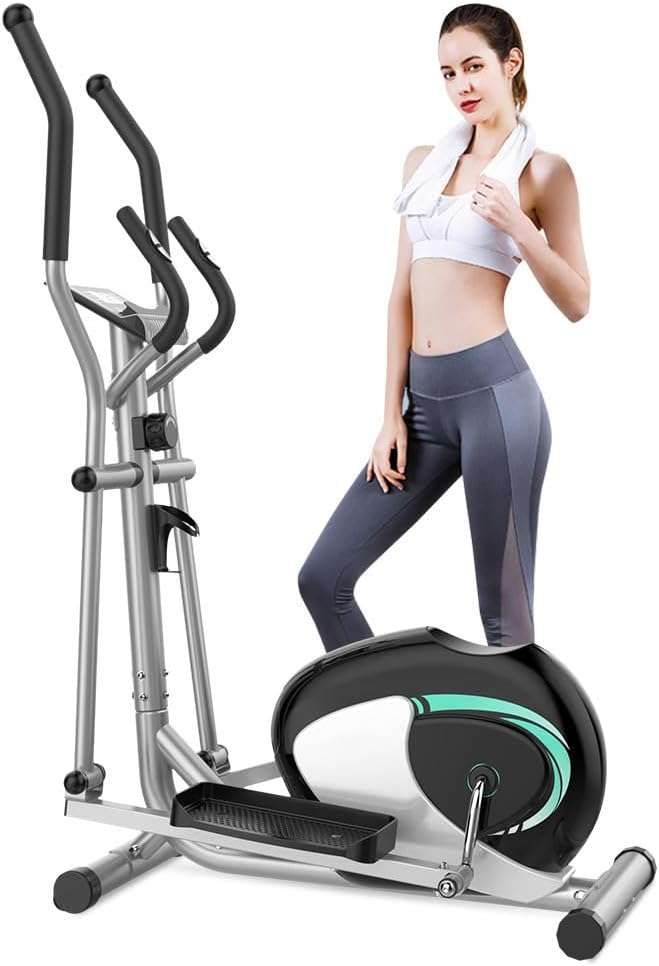 Dripex Elliptical Cross Trainer For Home, Magnetic Elliptical Machines Fitness w/ 8 Level Resistance, 6KG Flywheel, Pulse Sensor, LCD Monitor, Device Holder