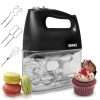 Duronic HM4 BK Hand Mixer 400W Electric Whisk Handheld Kitchen Food Mixers for Baking Dough Cream Egg Beaters with 5 Speeds Turbo Cake Whisks with 2 Beaters 2 Dough Hooks 1...