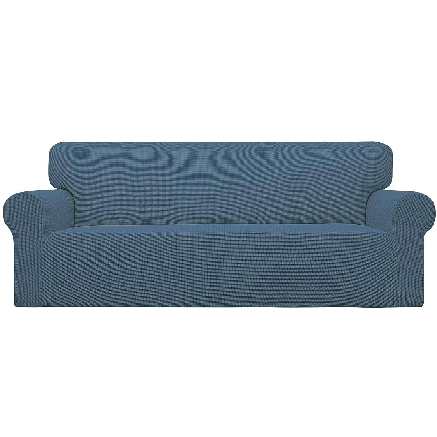 Easy-Going Stretch Sofa Slipcover 1-Piece Sofa Cover Furniture Protector Couch Soft with Elastic Bottom for Kids,Polyester Spandex Jacquard Fabric Small Checks(Sofa,Bluestone)