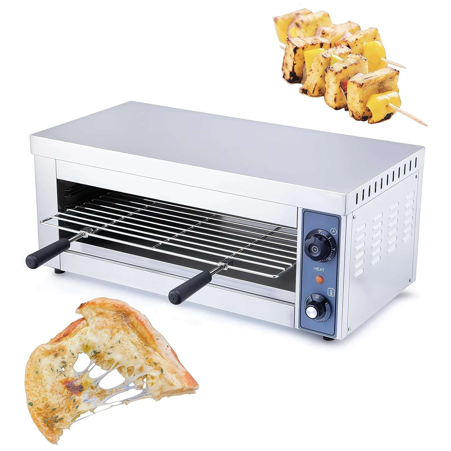 EASYROSE 2000W Salamander Broiler, Salamander Oven Electric Cheese Melter Raclette Grill, Commercial Wall Mount or Countertop Large Capacity, 30-Minute Timer, 1 Rack 3 heat...