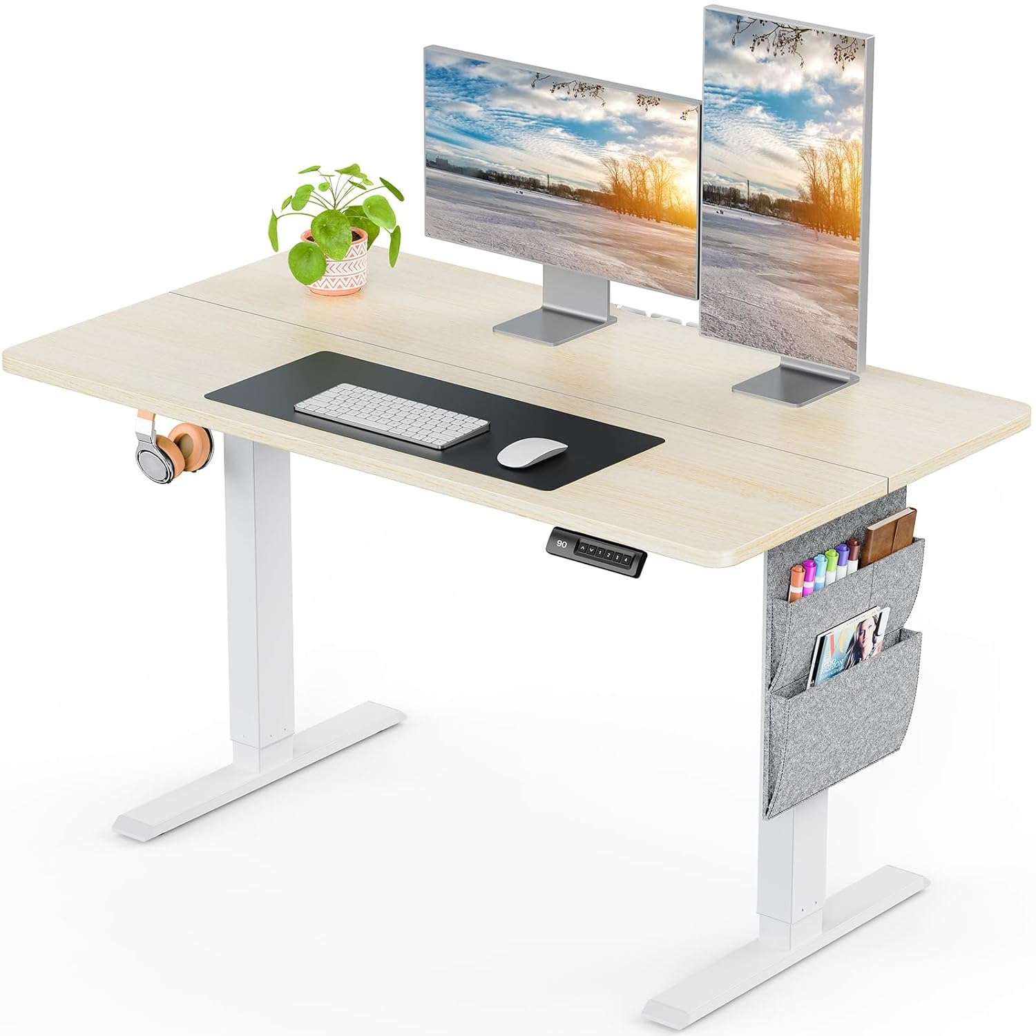ErGear Standing Desk 120x60cm, Supports Up to 80KG Height Adjustable Electric Standing Desk with Storage Bag,Sit Stand Adjustable Desk with Backpack Hook and Memory Smart Pannel...