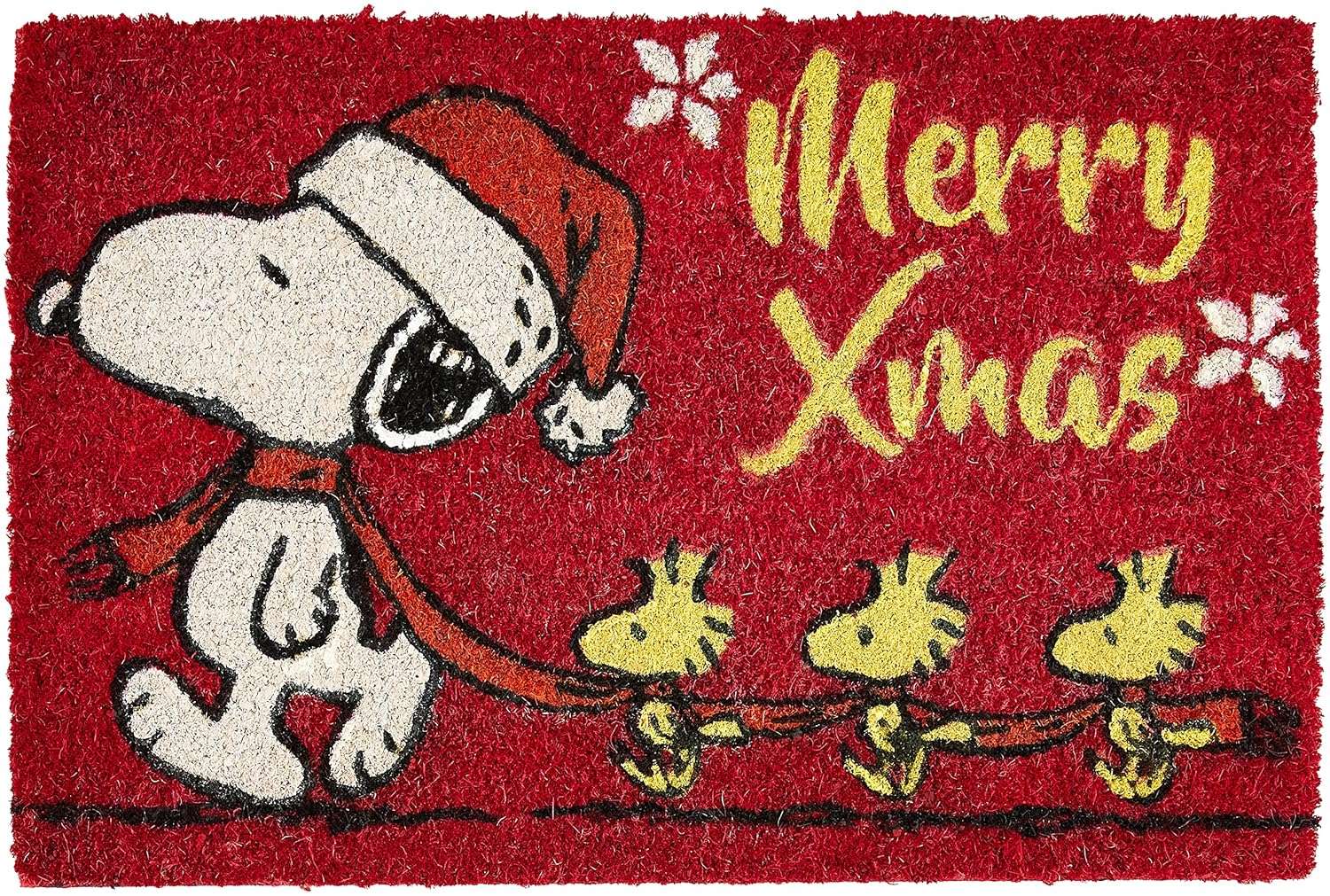 Excelsa Peanuts Christmas Entrance Mat, Coconut Fiber, Red, 40 x 60 cm