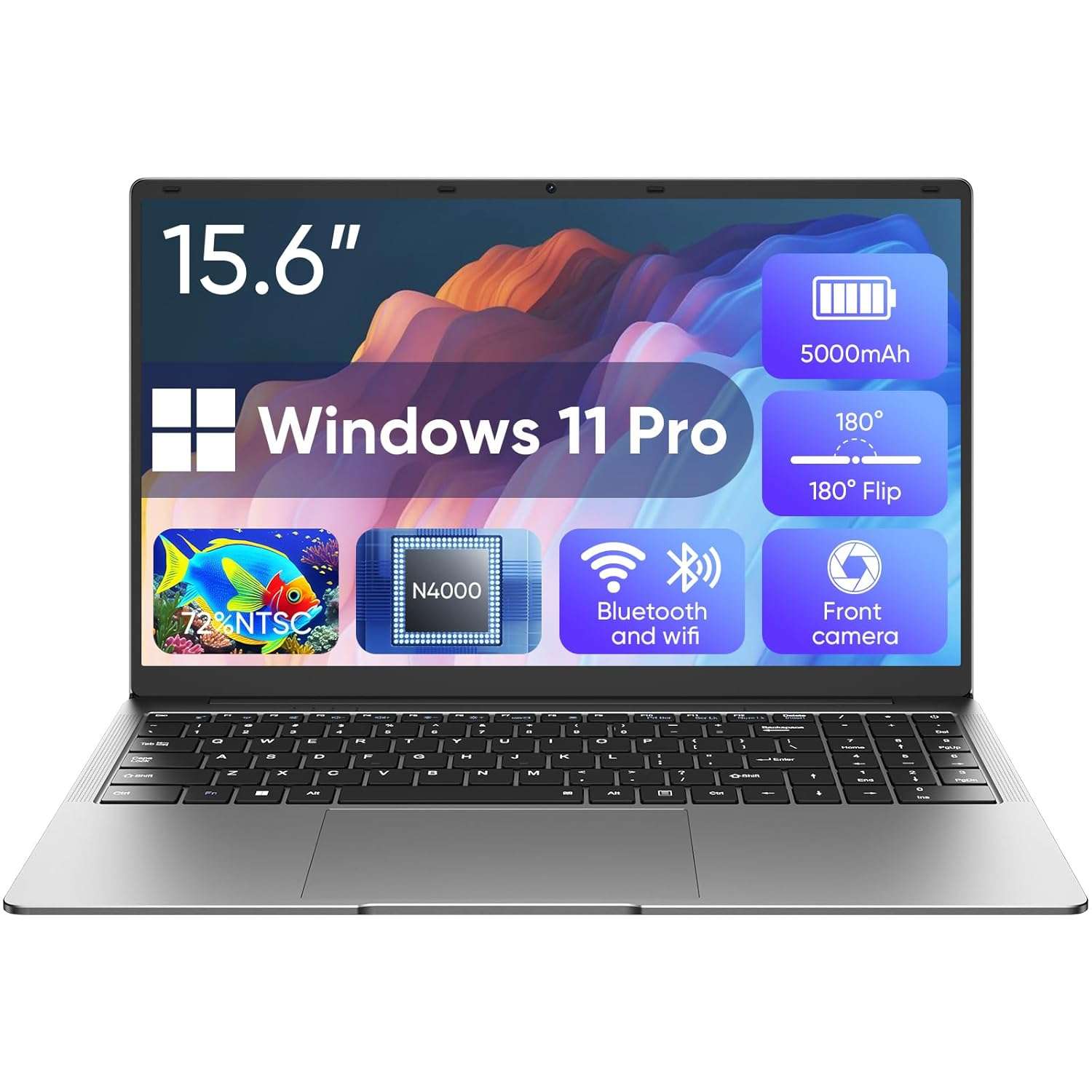 EYY 15.6" Laptop Computer, Laptops with 8GB RAM 256GB SSD, 100% sRGB Screen, Celeron N4000 Processor(up to 2.6GHz) Notebook, Ms Office 2024丨Dual Band WiFi丨BT 4.2丨HDMI丨Windows 11...