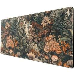 Flower Vintage Desk Pad Aesthetic Desk Mat Flower Mouse Pad Computer Big Mousepad Non-Slip Base Gaming Keyboard Giant Mouse Pad Computer Mat for Laptop Office with Stitched Eges...