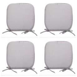 Foam Set Of 4 Beautiful REMOVABLE Dining Garden Chair Cushion Seat Pads With Ties (Grey)