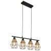 FORCOSO Pendant Lights 4 Lights, Industrial Metal Caged Ceiling Rope Light Fittings E27 Black Hanging Lamp Light Fixture for Kitchen Island Dining Room Table Living Room