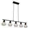 FORCOSO Pendant Lights 5 Lights, Industrial Metal Caged Ceiling Light Fittings E27 Black Hanging Lamp Light Fixture for Kitchen Island Dining Room Table Living Room