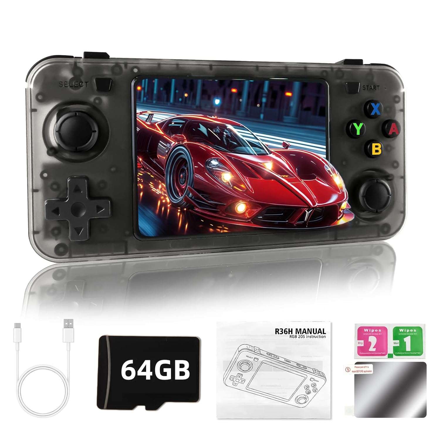 Forlarme R36H Retro Handheld Game Console - Equipped with Open Source Linux System, Built in over 20,000 classic games,64GB TF card ,3.5-inch IPS Screen Portable Handheld-Gifts...