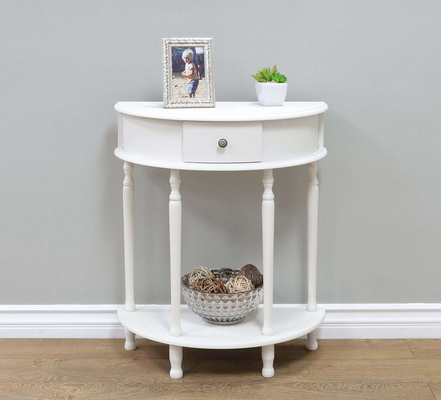 Frenchi Home Furnishing Canterbury End Table, 23.2 in x 11.62 in x 28.57 in, White