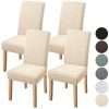 Fuloon Beige Chair Covers Dining Room Chair Protector Slipcovers Set of 4 Stretch Removable Washable Decoration Seat Cover