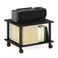 Furinno Econ Home Office Under Desk CPU and Printer Stand with Wheels, Espresso/Black